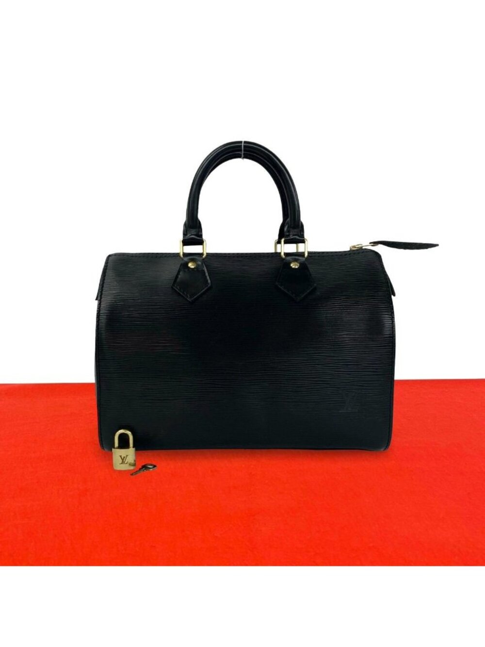 Louis Vuitton Vintage Speedy 30 Epi Leather Handle Mini Boston Bag Noir